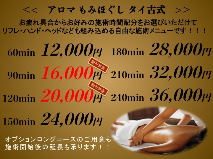 上子田中で出張マッサージ東京アネワメニュー1